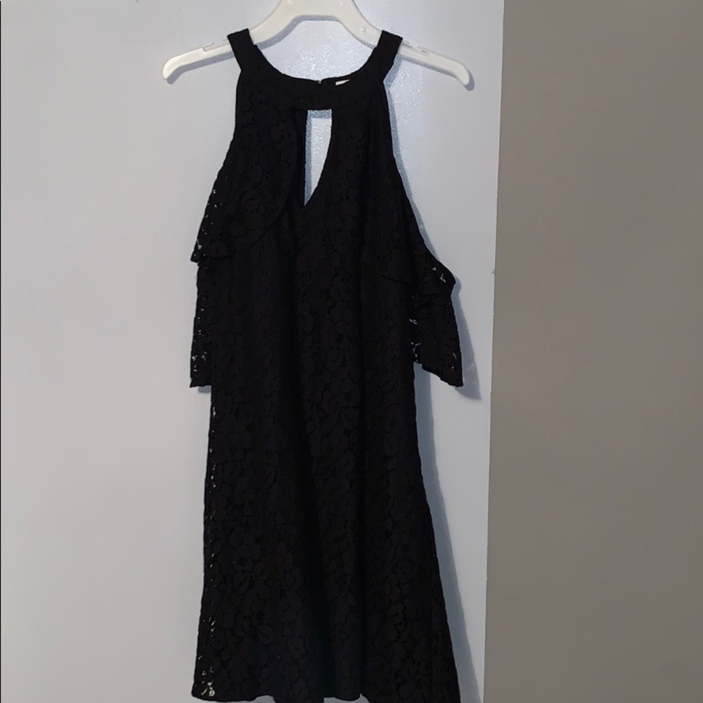 Black lace off the shoulder dress